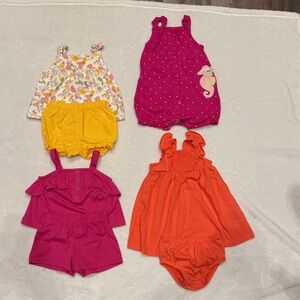 Carter's Girls 12 month shorts, Romper & Dress sets. 4 outfits